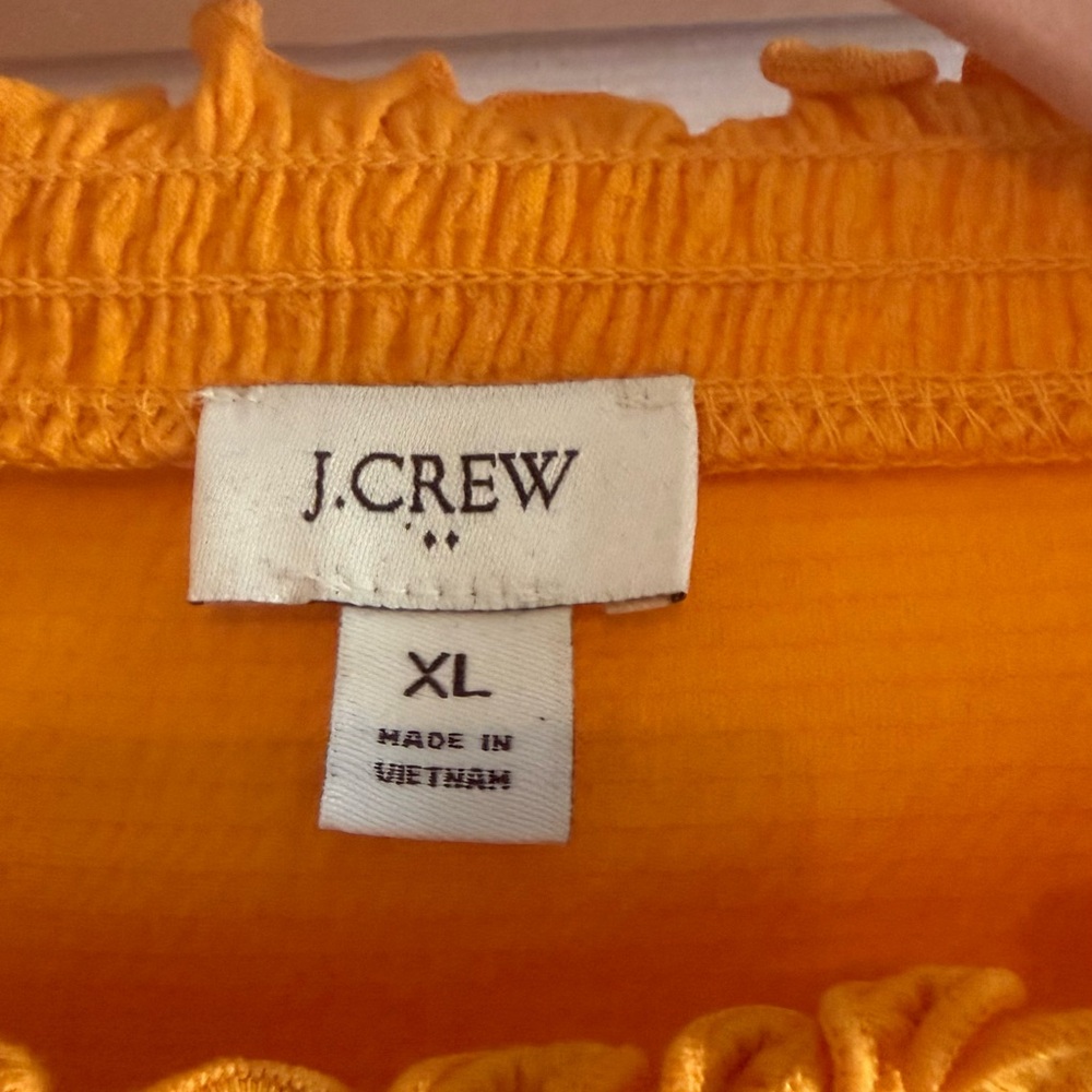 J Crew Women Long Sleeve Ruffle Neck Top Shirt Size XLarge Marigold - Picture 4 of 5
